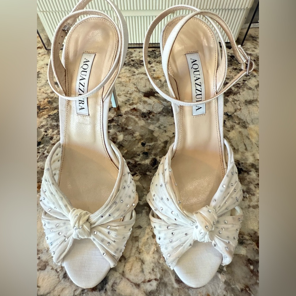 Aquazurra Slow Kisses 105 mm embellished leather sandals with box & dustbags